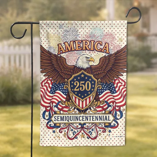 Bald Eagle American Flag 1776-2026 Semiquincentennial - USA 250th Anniversary Gift Garden Flag