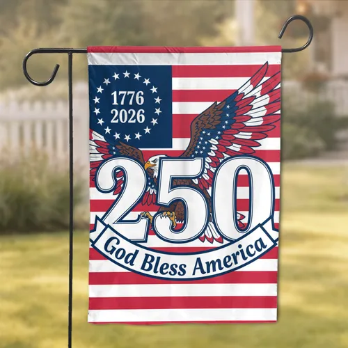 Bald Eagle American Flag 1776-2026 - USA 250th Anniversary Patriotic God Bless America Garden Flag