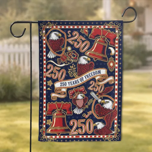 Liberty Bell Bald Eagle 250th Anniversary - USA 1776-2026 Independence Day for Veterans Garden Flag