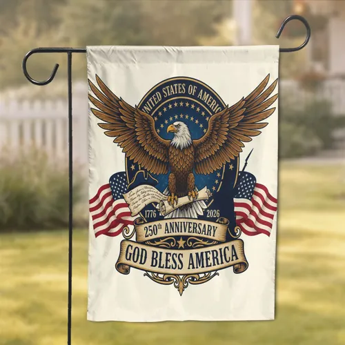 Bald Eagle American Flag 1776-2026 - USA 250th Anniversary God Bless America Heritage Garden Flag