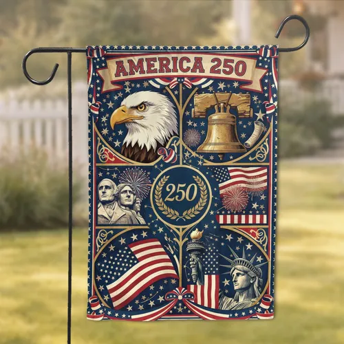 Bald Eagle American Flag Liberty Bell 1776-2026 - USA 250th Anniversary Celebration Garden Flag