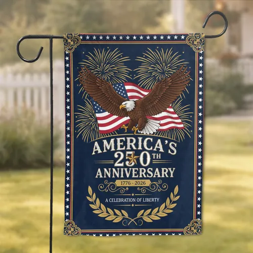 Bald Eagle American Flag 1776-2026 - USA 250th Anniversary Liberty Celebration Gift for Dad Garden Flag