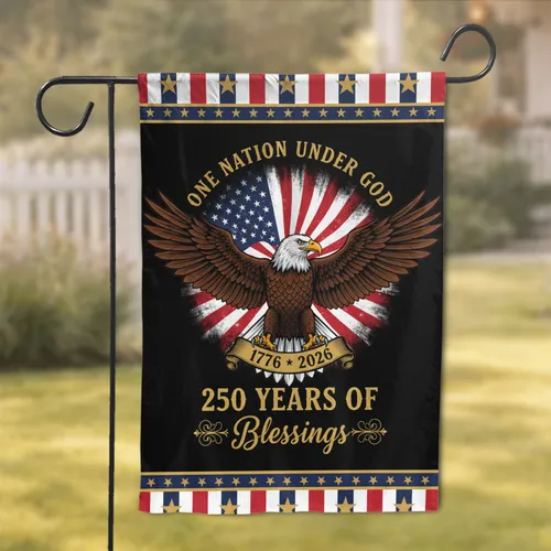 Bald Eagle American Flag 1776-2026 - USA 250th Anniversary One Nation Under God Garden Flag