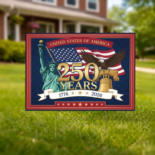 Statue of Liberty Bell American Flag Eagle - 250th Anniversary 1776-2026 Patriot Yard Sign