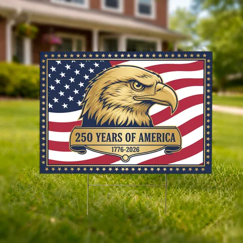 Golden Bald Eagle American Flag 1776-2026 - USA 250th Anniversary Independence Day Commemorative Yard Sign