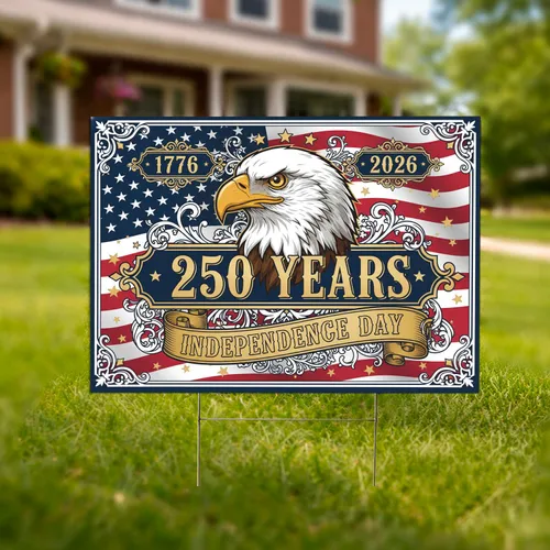 Bald Eagle American Flag 1776-2026 - USA 250th Anniversary Independence Day Gift for Veterans Yard Sign