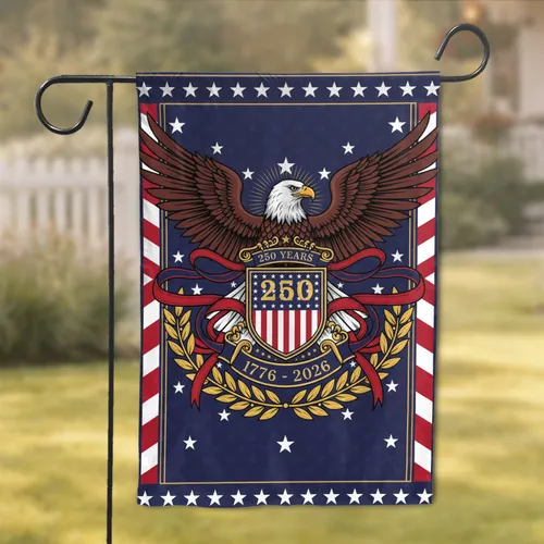 Bald Eagle American Flag 1776-2026 - USA 250th Anniversary Independence Day Gift for Dad Garden Flag