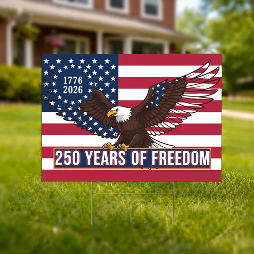 Bald Eagle American Flag 1776-2026 - USA 250th Anniversary Gift for Veterans Yard Sign