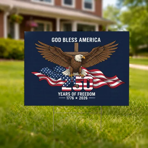 Bald Eagle American Flag 1776-2026 - USA 250th Anniversary Independence Day Gift for Dad Yard Sign