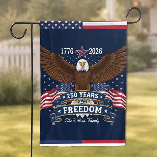 Bald Eagle American Flag 1776-2026 - USA 250th Anniversary Patriotic Wilson Family Garden Flag