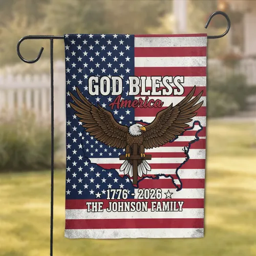 God Bless America Eagle Flag USA Map - 250th Anniversary 1776-2026 Family Garden Flag