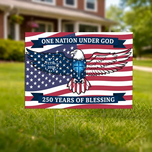 Bald Eagle American Flag 1776-2026 - One Nation Under God 250th Anniversary Patriotic Gift Yard Sign