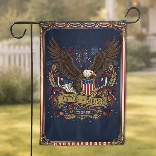 Bald Eagle American Flag 1776-2026 - USA 250th Anniversary Freedom Celebration Garden Flag