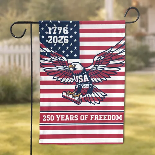 Bald Eagle American Flag 1776-2026 - USA 250th Anniversary Independence Day Gift for Dad Garden Flag