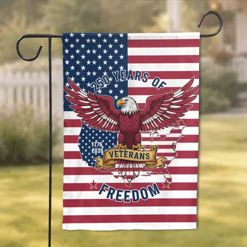 Bald Eagle American Flag USA Map 1776-2026 - USA 250th Anniversary Freedom for Veterans Garden Flag
