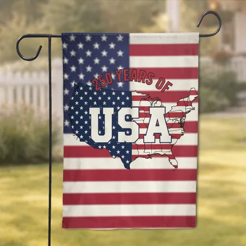 USA Map Flag Vintage Patriotic - 250th Anniversary (1776-2026) Independence Day Garden Flag