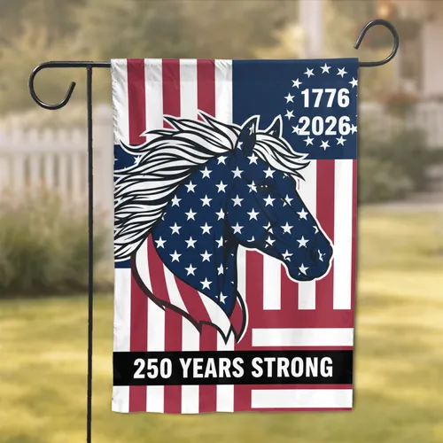 Majestic Horse American Flag 1776-2026 - USA 250th Anniversary Stars & Stripes Art Garden Flag