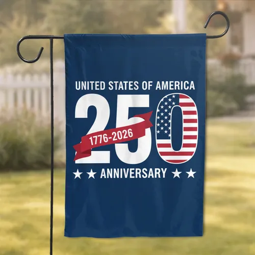 Colossal 250 Emblem American Flag - USA 250th Anniversary 1776-2026 Celebration Garden Flag
