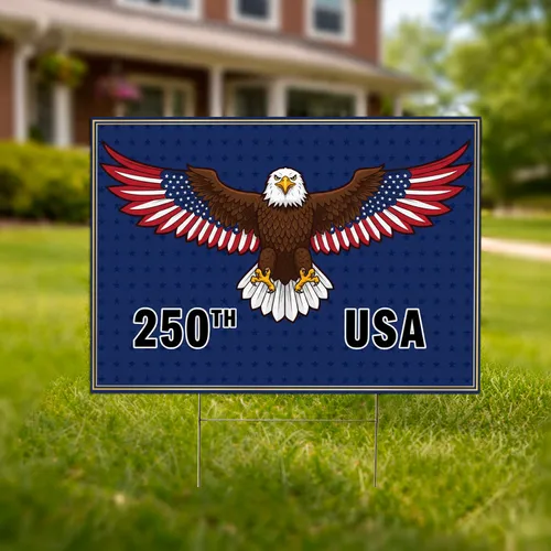 Bald Eagle American Flag 1776-2026 - USA 250th Anniversary Independence Day Gift for Veterans Yard Sign