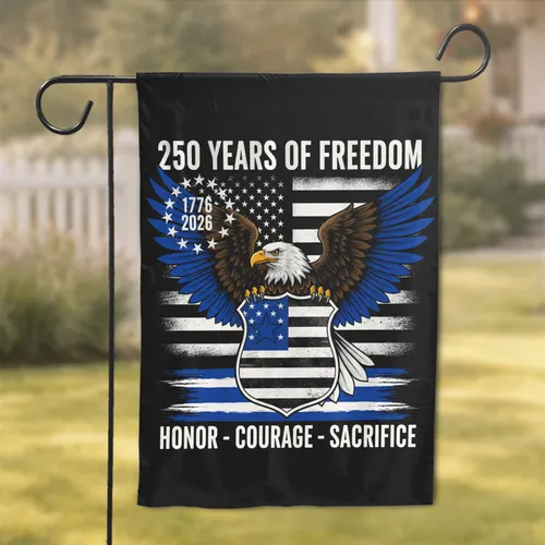Bald Eagle American Flag Badge Thin Blue Line 1776-2026 - 250 Years of Freedom Police Garden Flag