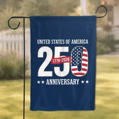 American Flag 250th Anniversary 1776-2026 Numerals - USA Patriotic Celebration Design Garden Flag