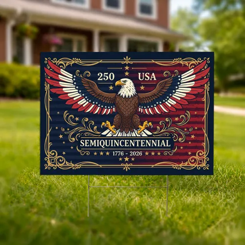 Bald Eagle American Flag 1776-2026 - USA 250th Anniversary Independence Day Yard Sign