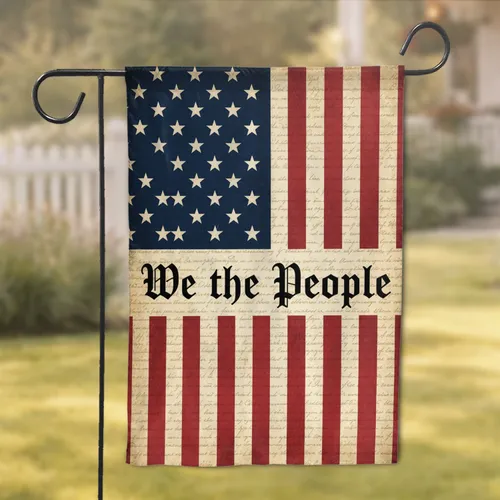We the People Vintage Flag 1776-2026 - Constitution Text USA 250th Anniversary Gift Garden Flag