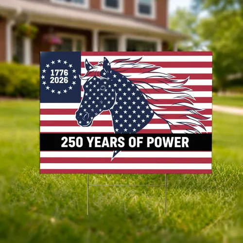 Horse Head American Flag 1776-2026 - USA 250th Anniversary '250 Years of Power' Yard Sign
