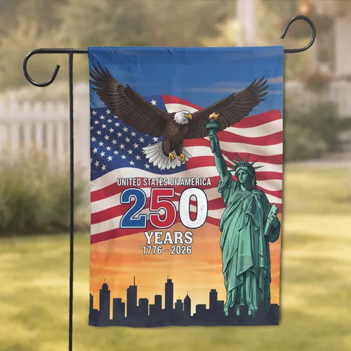 Bald Eagle American Flag Statue of Liberty 1776-2026 - USA 250th Anniversary Patriotic Gift Garden Flag