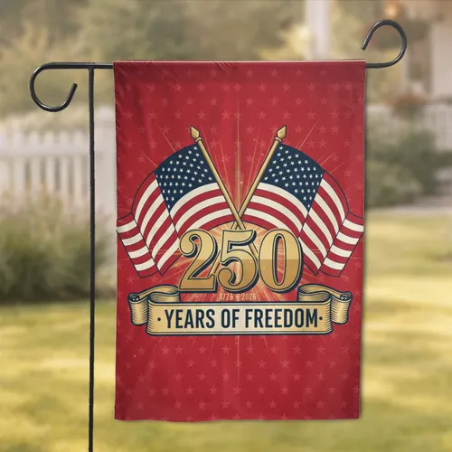 Crossed American Flags 250th Anniversary (1776-2026) - Years of Freedom Patriotic Art Garden Flag