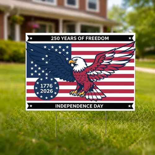 Bald Eagle American Flag 1776-2026 - USA 250th Anniversary Independence Day Freedom Yard Sign