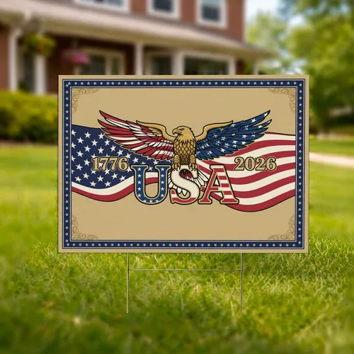 Bald Eagle American Flag 1776-2026 - USA 250th Anniversary Independence Day Gift for Dad Yard Sign