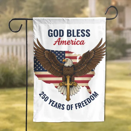 Bald Eagle American Flag USA Map Cross - USA 250th Anniversary 1776-2026 Historical Garden Flag