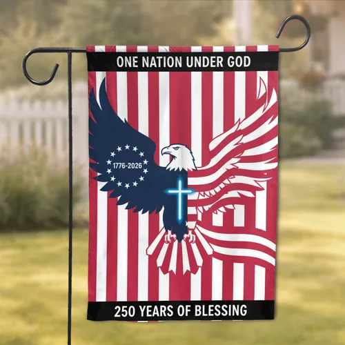Bald Eagle American Flag Cross 1776-2026 - USA 250th Anniversary Gift for Veterans Garden Flag