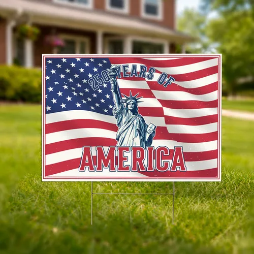Statue of Liberty American Flag 1776-2026 - USA 250th Anniversary Patriotic Tribute Yard Sign