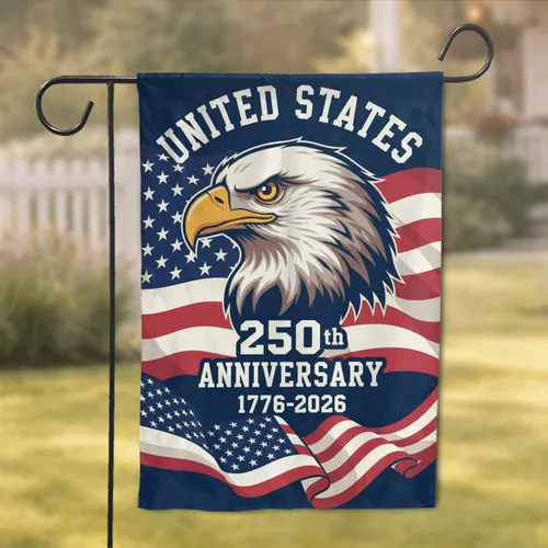 Bald Eagle American Flag 1776-2026 - USA 250th Anniversary Independence Day Gift for Dad Garden Flag