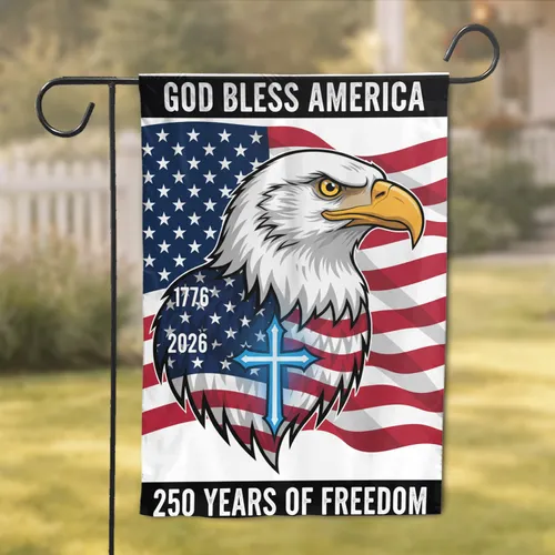 Bald Eagle American Flag 1776-2026 Betsy Ross Stars - God Bless America 250 Years of Freedom Garden Flag