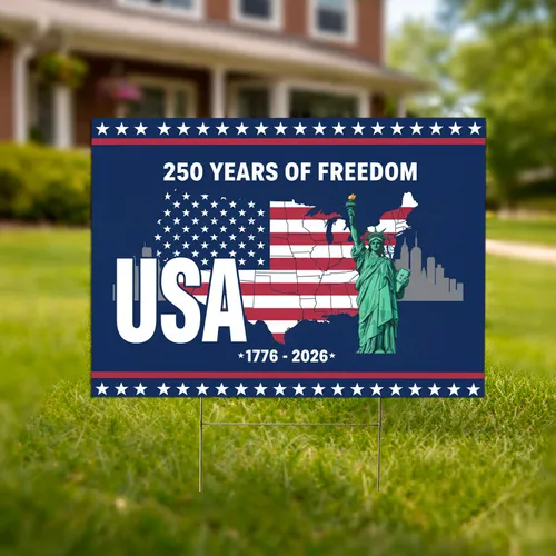 USA Map Statue of Liberty 250th Anniversary - 1776-2026 America's Freedom Celebration Yard Sign