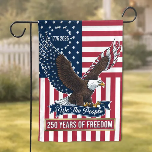 Bald Eagle American Flag 1776-2026 - USA 250th Anniversary Independence Day Gift for Dad Garden Flag