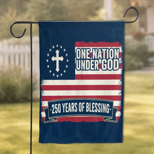One Nation Under God, Distressed American Flag, 1776-2026 USA 250th Anniversary Garden Flag