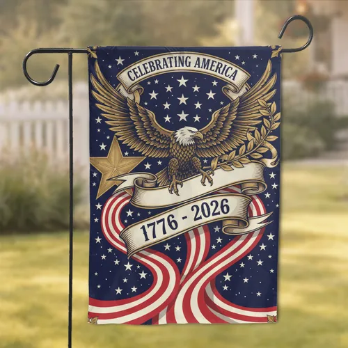 Bald Eagle American Flag 1776-2026 - USA 250th Anniversary Commemoration Garden Flag