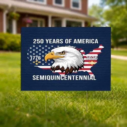 Bald Eagle American Flag USA Map 1776-2026 - USA 250th Anniversary Commemorative Yard Sign