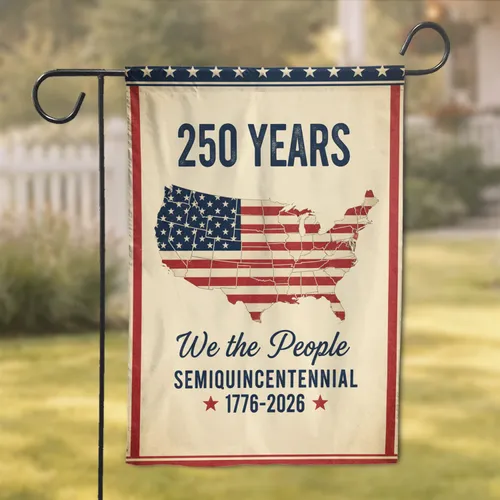 We The People Distressed Flag Map 1776-2026 - USA 250th Anniversary Patriotic Gift Garden Flag