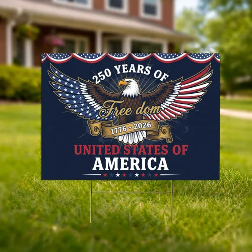Bald Eagle American Flag 1776-2026 - USA 250th Anniversary Independence Day for Veterans Yard Sign