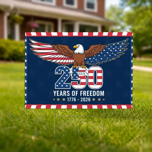 Bald Eagle American Flag 1776-2026 - USA 250th Anniversary Independence Day Yard Sign