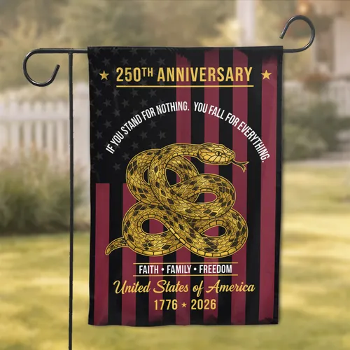 Gadsden Rattlesnake Don't Tread On Me - 250th Anniversary 1776-2026 American Flag Garden Flag