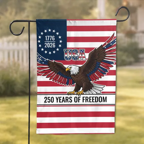 Bald Eagle American Flag 1776-2026 - USA 250th Anniversary Independence Day Gift for Dad Garden Flag