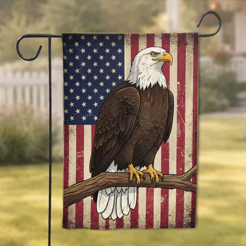 Bald Eagle American Flag 1776-2026 - USA 250th Anniversary Rustic Americana Garden Flag