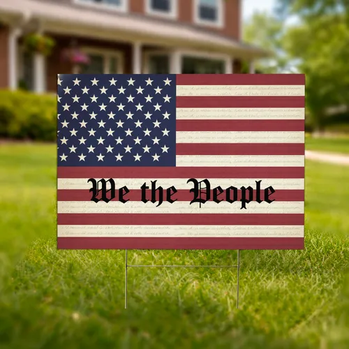 We The People Old English Flag 1776-2026 - USA 250th Anniversary Gift for Veterans Yard Sign