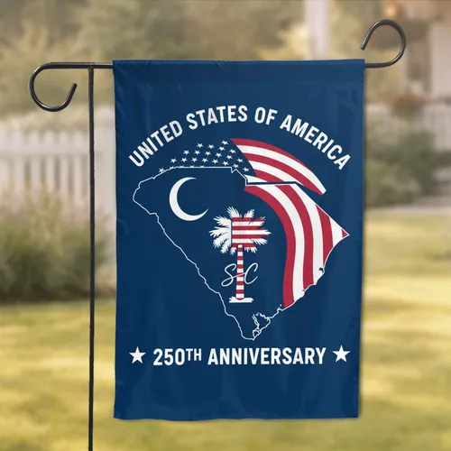 South Carolina Palmetto Crescent American Flag 1776-2026 - USA 250th Anniversary Garden Flag